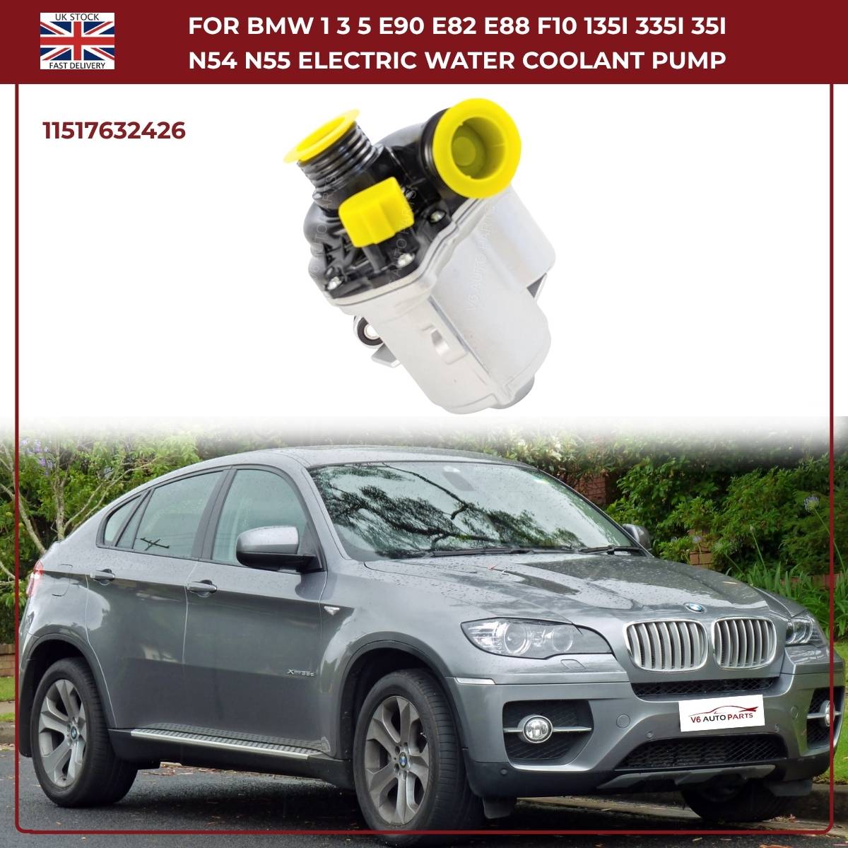 Electric Water Pump For BMW 1 3 5 E90 E82 E88 F10 135i 335i N54 N55 11517632426