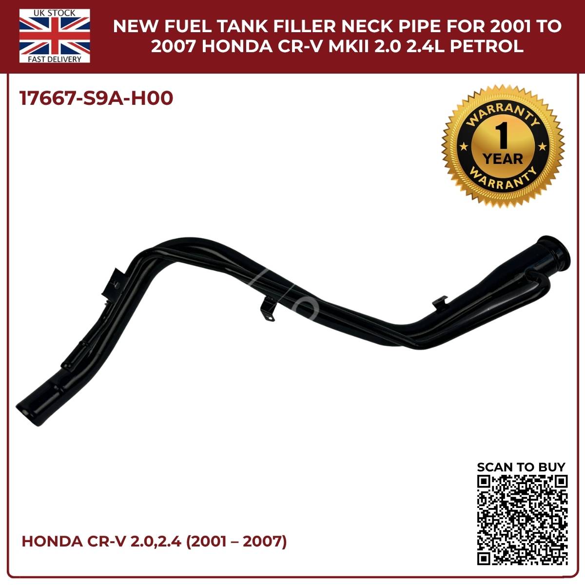 Image of Honda CR-V fuel tank pipe 17667-S9A-H00