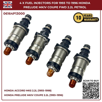 4x Fuel Injectors For Honda Prelude MKIV (1993–1996) 2.2L F22A1/F22A4 FWD Petrol