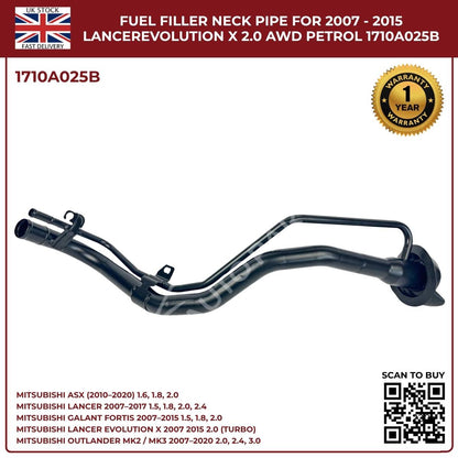 Mitsubishi Lancer Petrol Filler Neck Pipe 1710A025B (2007–2017, 2.0 / 2.4 / 3.0) – OEM Replacement
