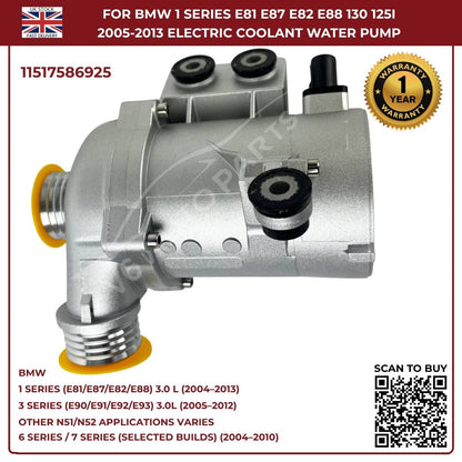 A‑Premium Electric Coolant Water Pump for BMW 5 Series, X1, X3, X5, Z4 – Replaces 11517586925