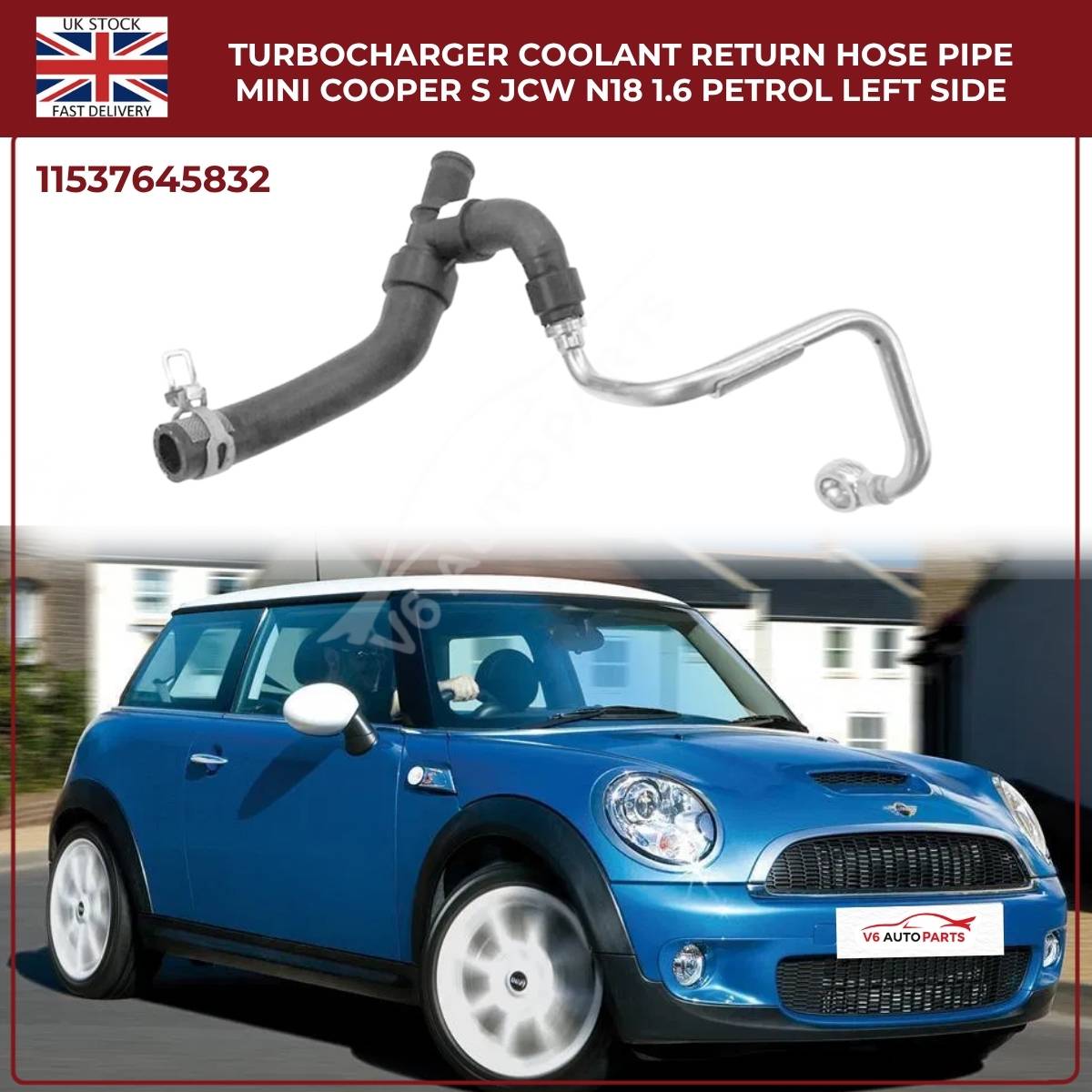 Mini Cooper S & JCW N18 Turbo Coolant Return Hose – Left Side (R55 R56 R57, 1.6L Petrol)
