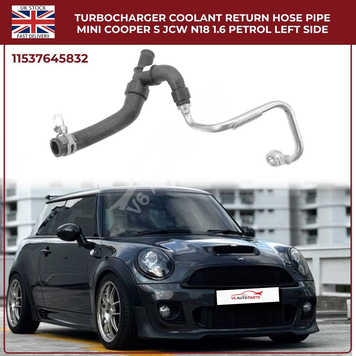 Mini Cooper S & JCW N18 Turbo Coolant Return Hose – Left Side (R55 R56 R57, 1.6L Petrol)