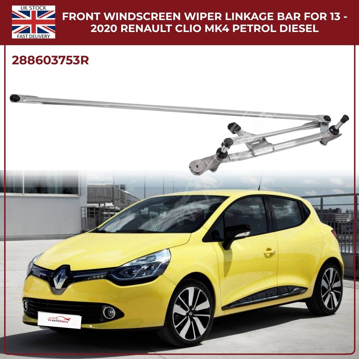 Front Windscreen Wiper Linkage Assembly for Renault Clio MK4 (2013–2020) RHD