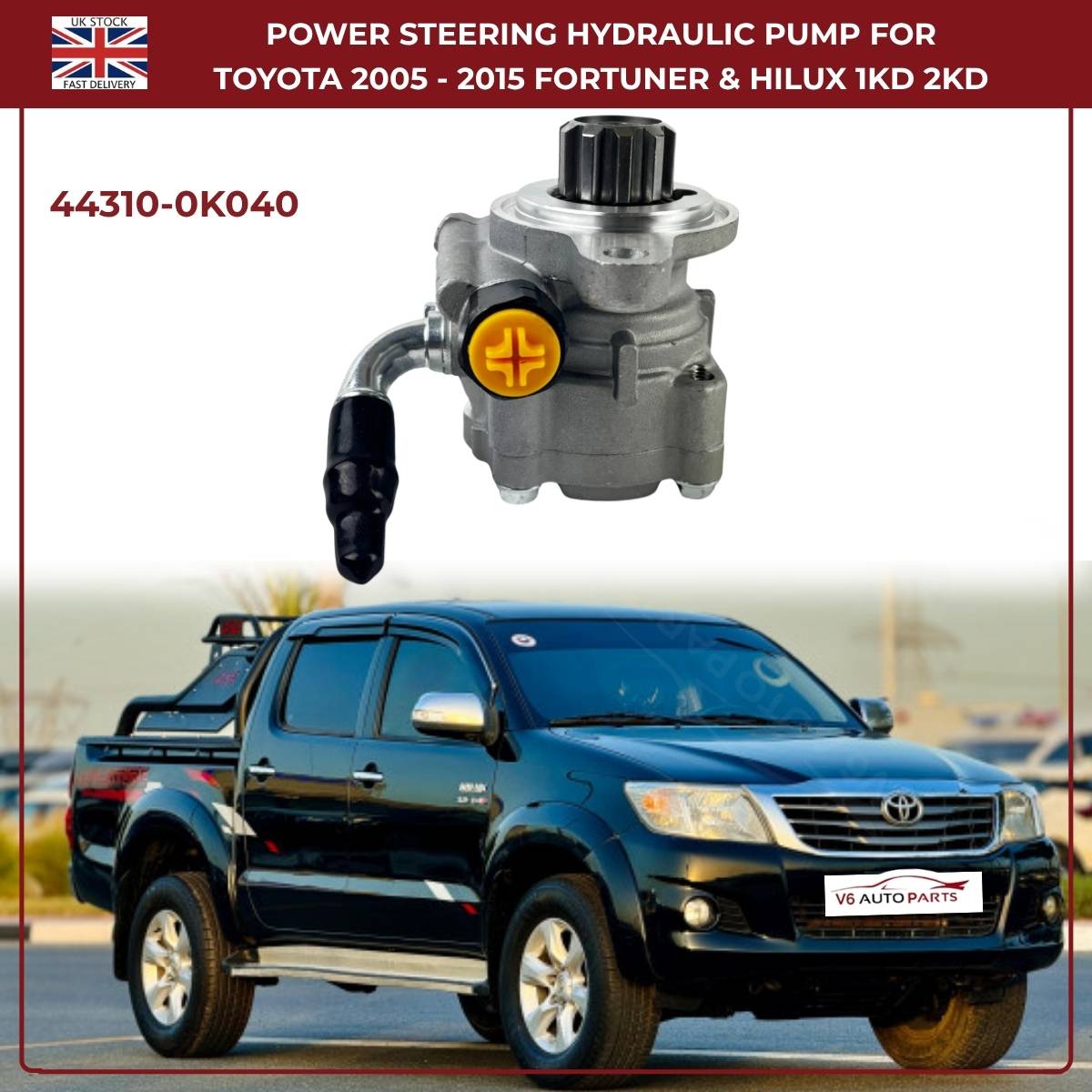 Power Steering Hydraulic Pump for Toyota Hilux & Fortuner 1KD / 2KD (2005–2015) – OEM Replacement