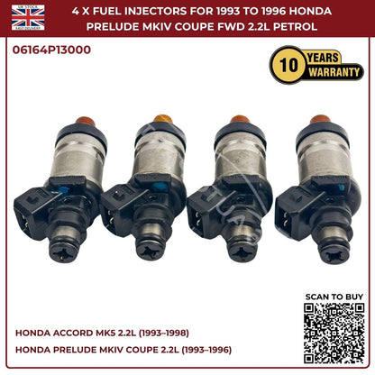4x Fuel Injectors For Honda Prelude MKIV (1993–1996) 2.2L F22A1/F22A4 FWD Petrol