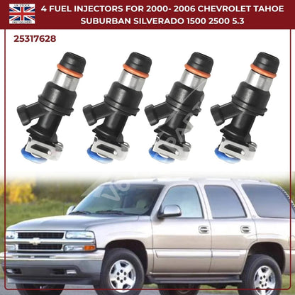 4x Fuel Injectors – Fits 2000–2006 Chevrolet Tahoe, Suburban, Silverado, Express 6.0L V8 | OE Replacement Part #25317628