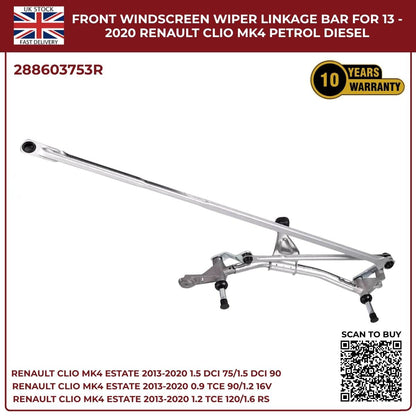 Front Windscreen Wiper Linkage Assembly for Renault Clio MK4 (2013–2020) RHD