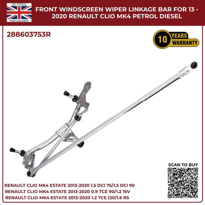Front Windscreen Wiper Linkage Assembly for Renault Clio MK4 (2013–2020) RHD