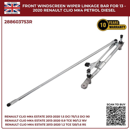 Front Windscreen Wiper Linkage Assembly for Renault Clio MK4 (2013–2020) RHD