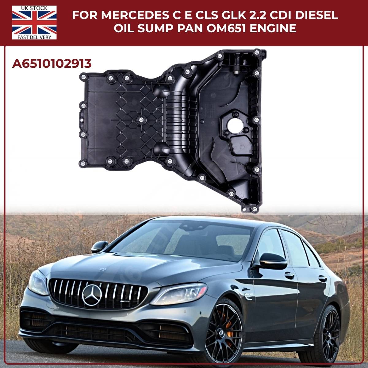 Mercedes-Benz Oil Sump Pan – Black – A6510102913 – Fits C/E/CLS/GLK 2.2 CDI OM651