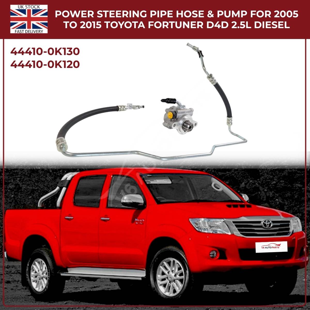 Toyota Hilux 2006–2015 Power Steering Pump + High Pressure Oil Supply Pipe (1KD / 2KD Diesel)