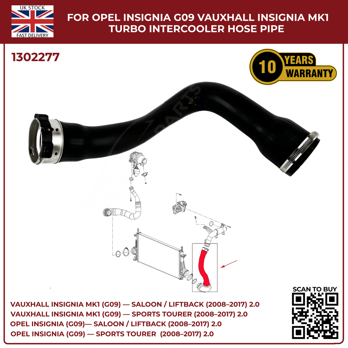Turbo Intercooler Hose Pipe Replacement  Vauxhall Insignia MK1 Tourer (2008–2017)