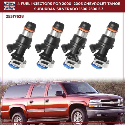4x Fuel Injectors – Fits 2000–2006 Chevrolet Tahoe, Suburban, Silverado, Express 6.0L V8 | OE Replacement Part #25317628