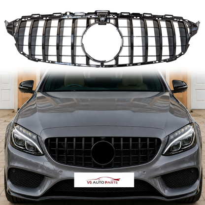 Frontstoßstangengrill in glänzendem Schwarz für Mercedes Benz C-Klasse W205 C250 GT-R Panamerica 2014–2018 