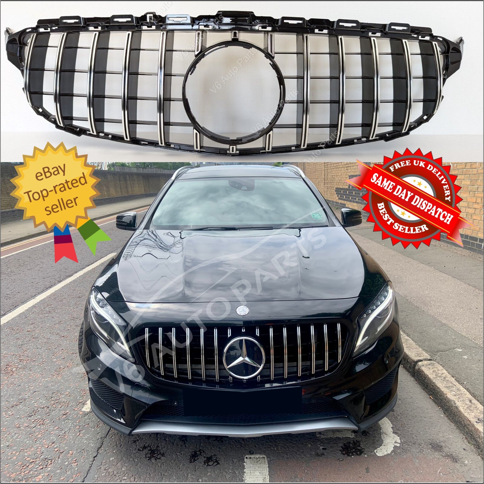 For Mercedes C-Class C205 Grill Front Radiator Grille 2015 -2018 Panamericana GT