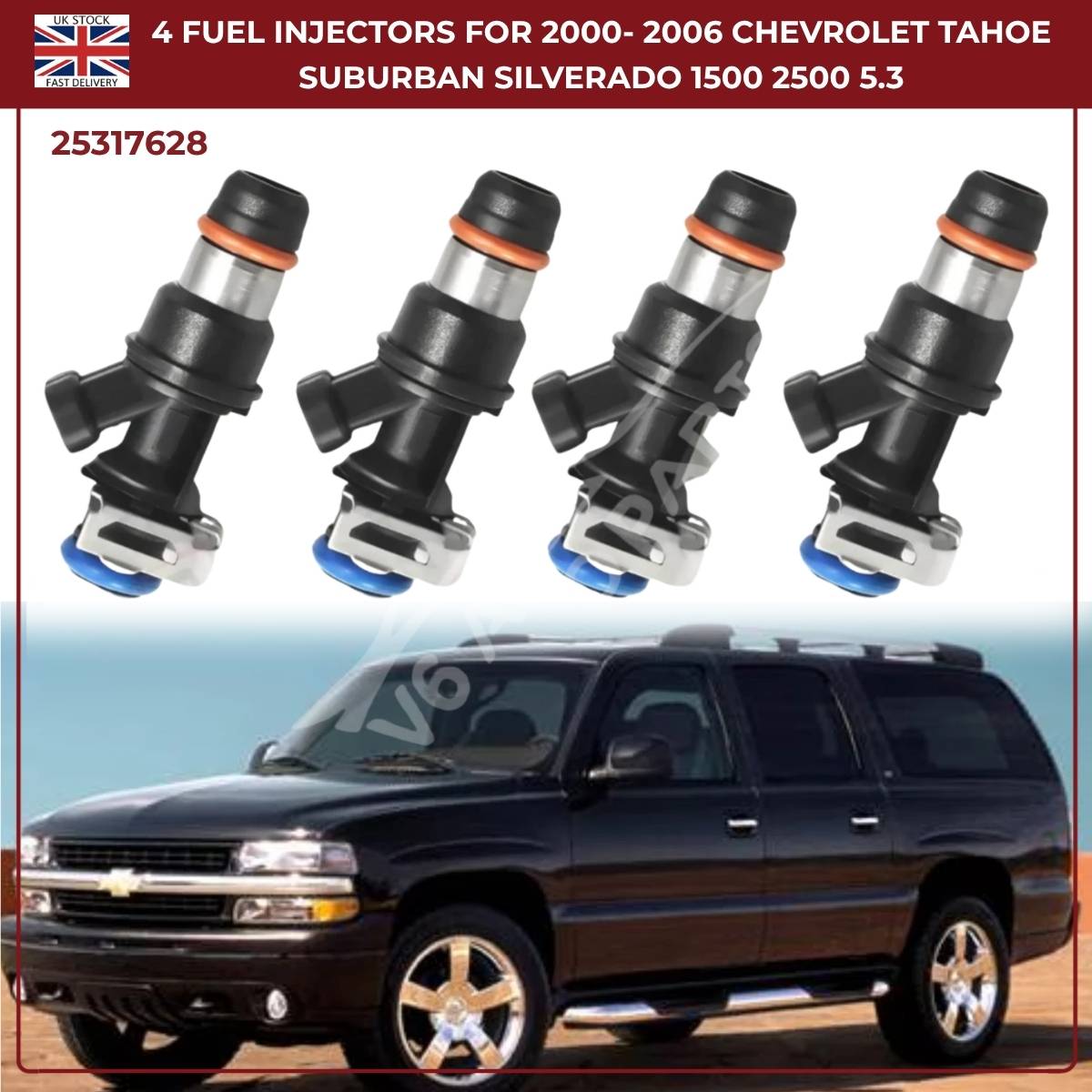 4x Fuel Injectors – Fits 2000–2006 Chevrolet Tahoe, Suburban, Silverado, Express 6.0L V8 | OE Replacement Part #25317628