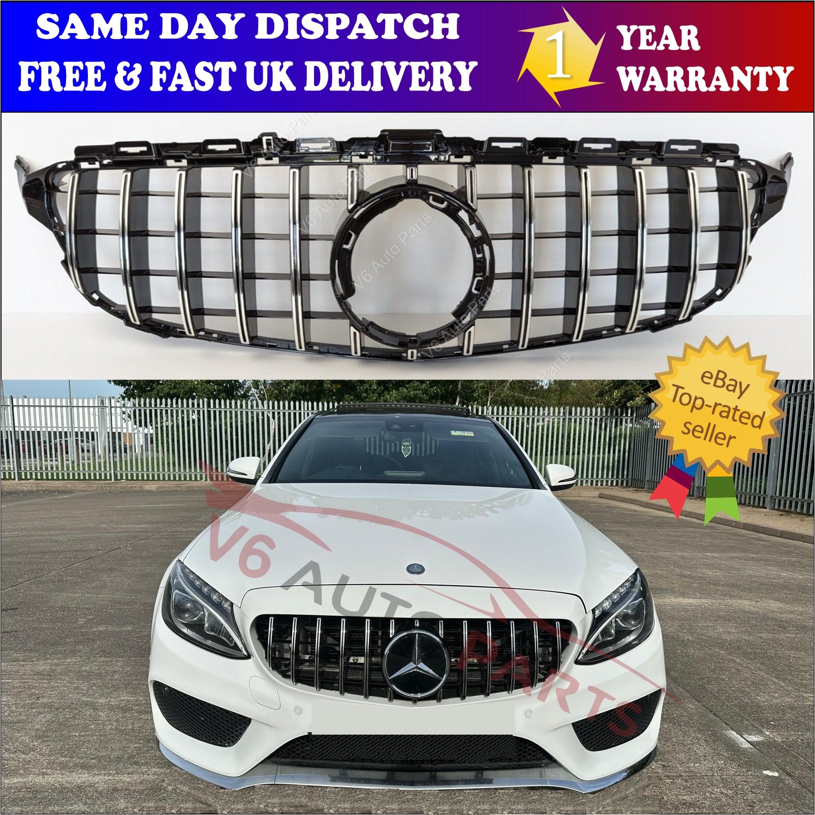 For Mercedes C-Class C160 Front Radiator Grille 2018-2021 A205 C300 AMG C43 GT-R