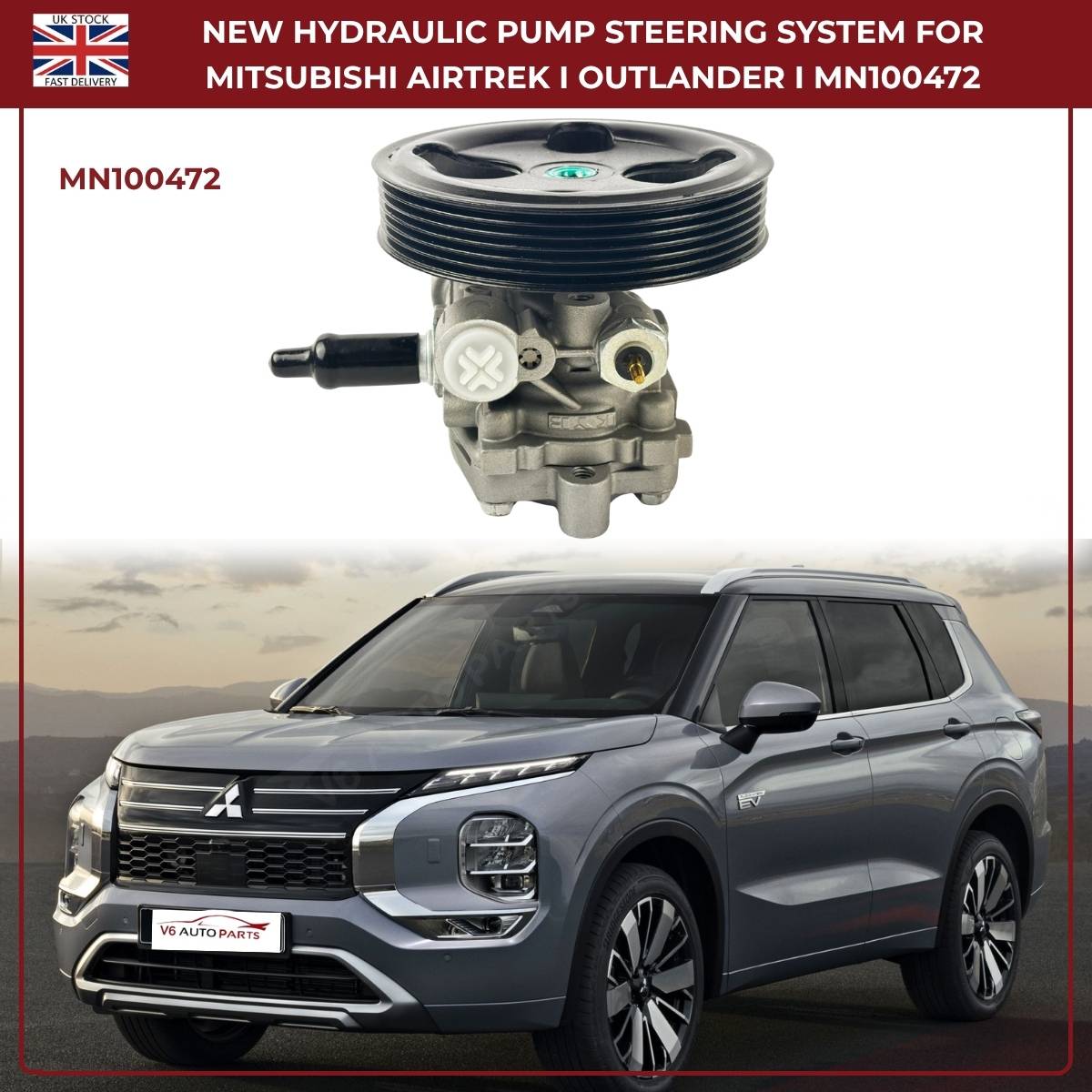 Power Steering Pump MN100472 For Mitsubishi Outlander 2.4 (2003–2007) | SPW/MS/002AB