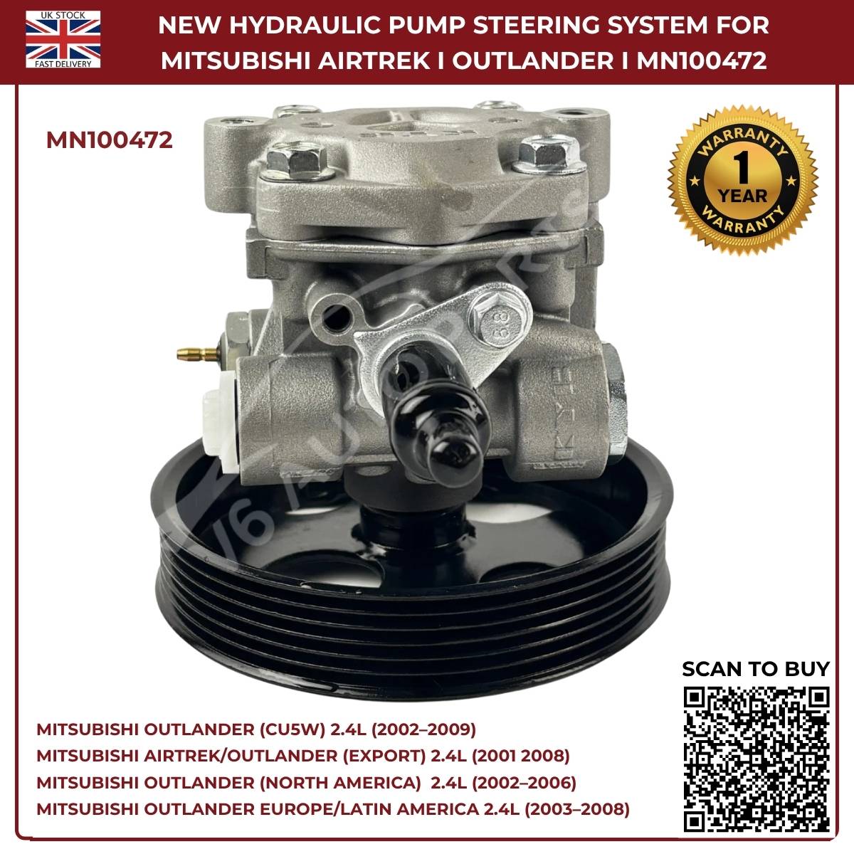 Image of hydraulic power steering pump SPW/MS/002AB for Mitsubishi Outlander 2.4