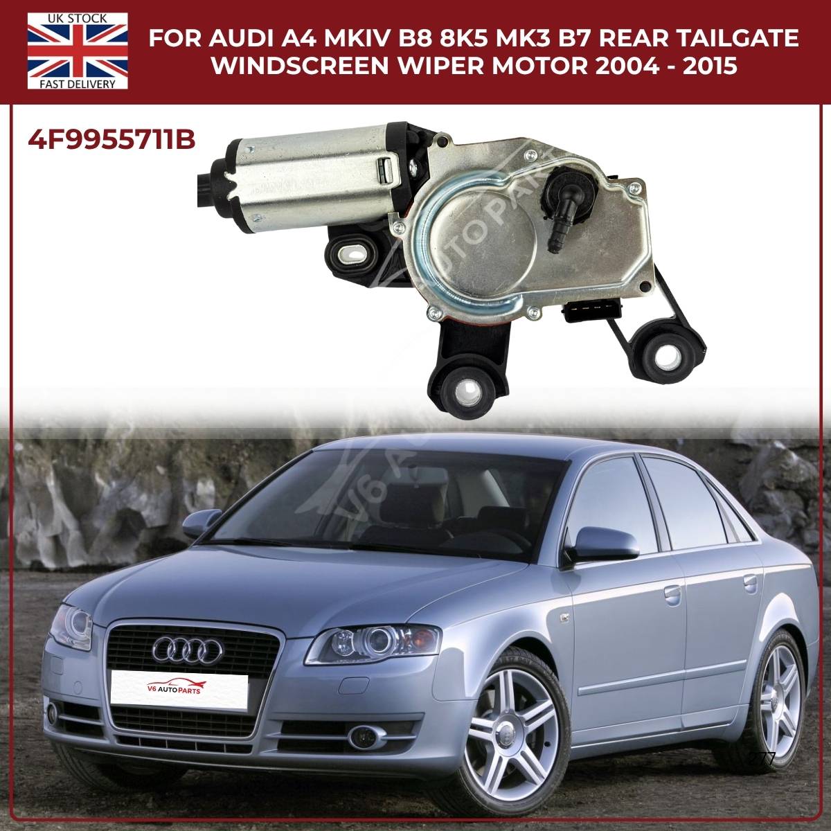 Rear Windscreen Wiper Motor For Audi A4 B7/B8 (2004‑2015) – OEM 4F9955711B Replacement