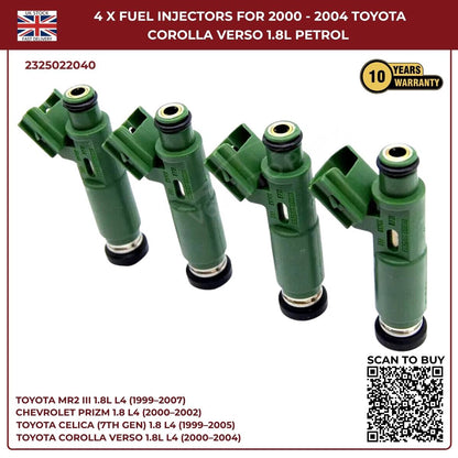 4× Fuel Injectors 23250-22040 – Toyota MR2 III 1999–2007 – 1.8L Petrol 1ZZ-FE