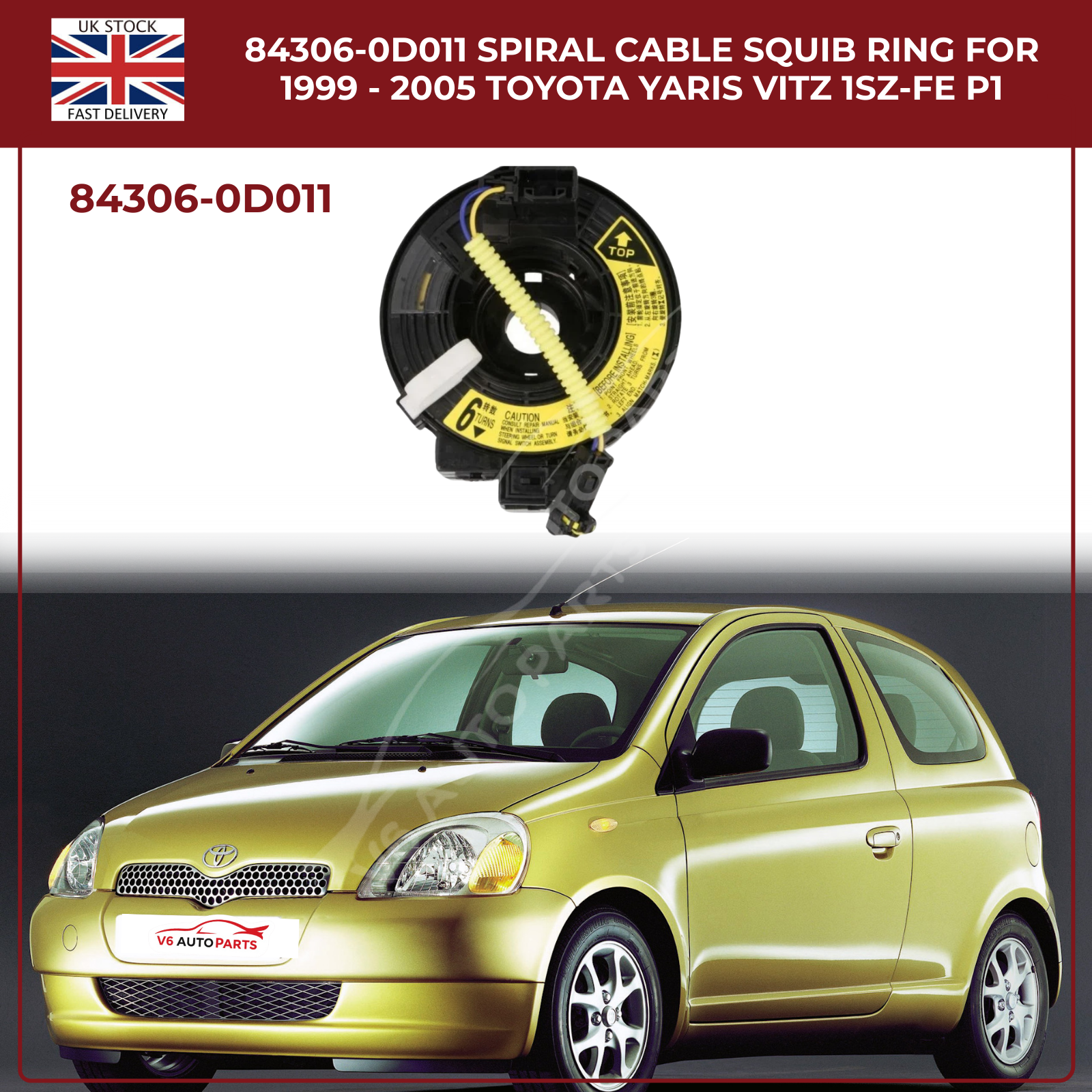 Airbag Spiral Cable Clock Spring For Toyota Yaris (1999–2005)  – OEM 84306‑0D011 Replacement