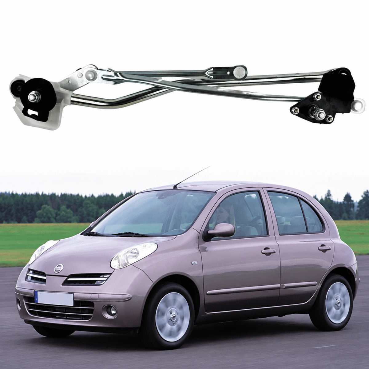 image of Front Wiper Motor and Linkage Assembly for Nissan Micra K12 28840-AX60A