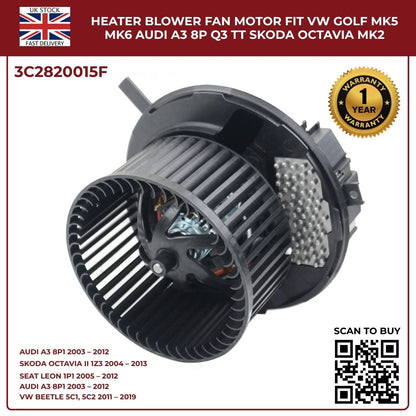Image of VW Golf MK5 MK6 Heater Blower Motor 3C2820015F Replacement Fan