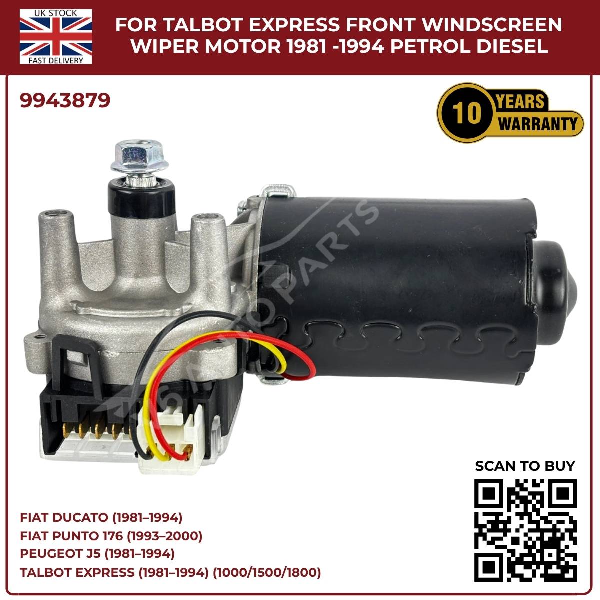 image of Peugeot Front Windscreen Wiper Motor Replacement 1981–2000 9943879