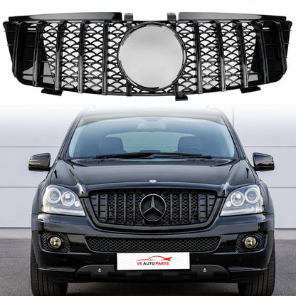For Mercedes M-Class W164 GT Front Grille Gloss Black (ML320/ML350, 2005–2008 Pre-Facelift)