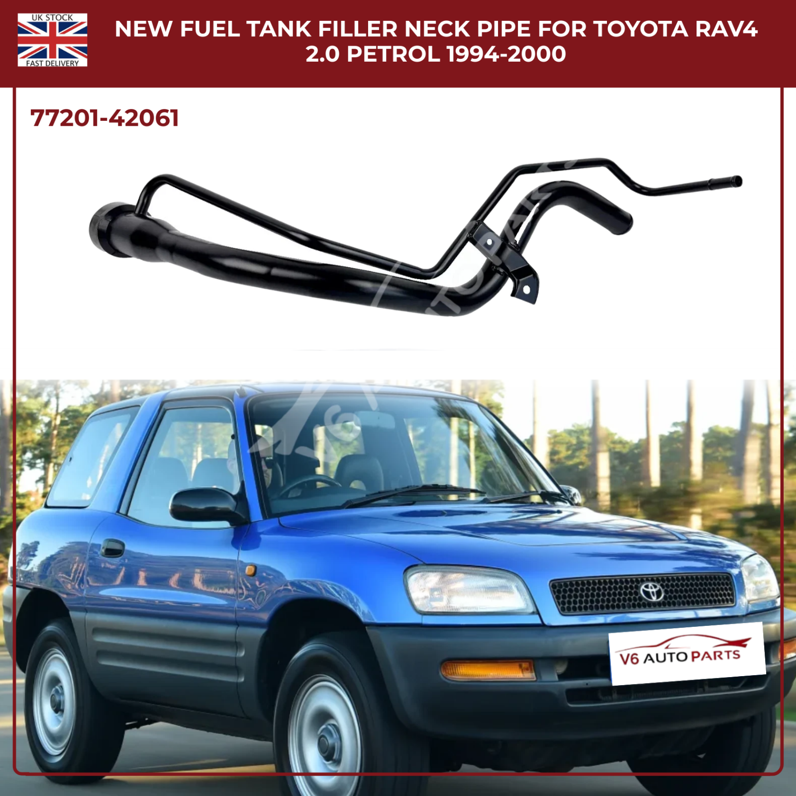 Fuel Tank Filler Neck Pipe For Toyota RAV4 2.0 Petrol Suv 1994 -2000 77201-42061