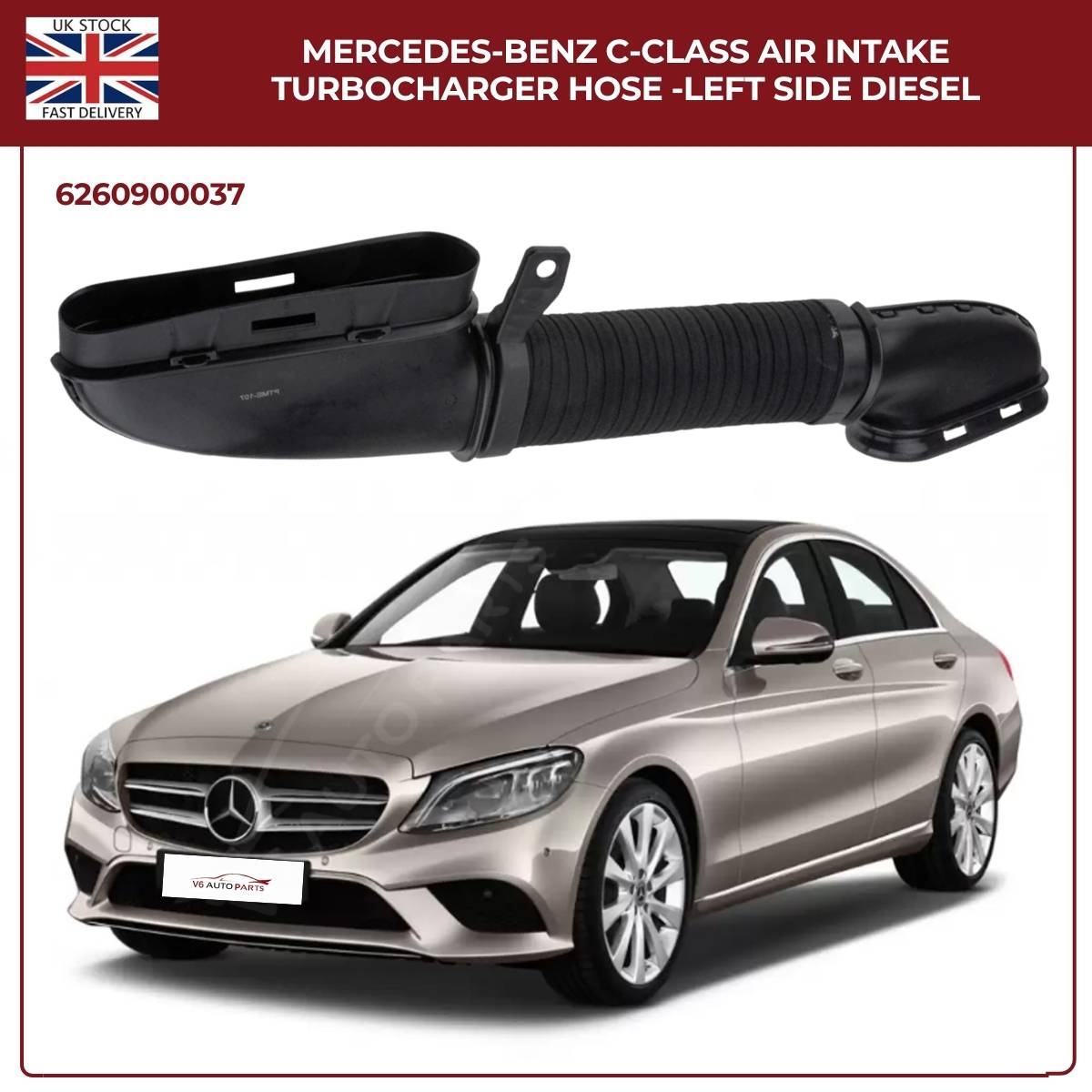 For Mercedes‑Benz C‑Class Diesel Air Intake Turbo Hose (Left Side) — A6260900037