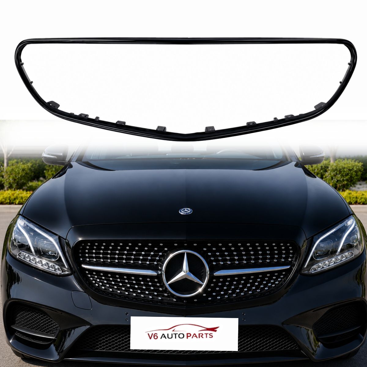 Front Surround Moulding Black Bumper Grille Trim – Fits Mercedes-Benz E-Class W212 (2013–2016, Sedan/Estate, Facelift