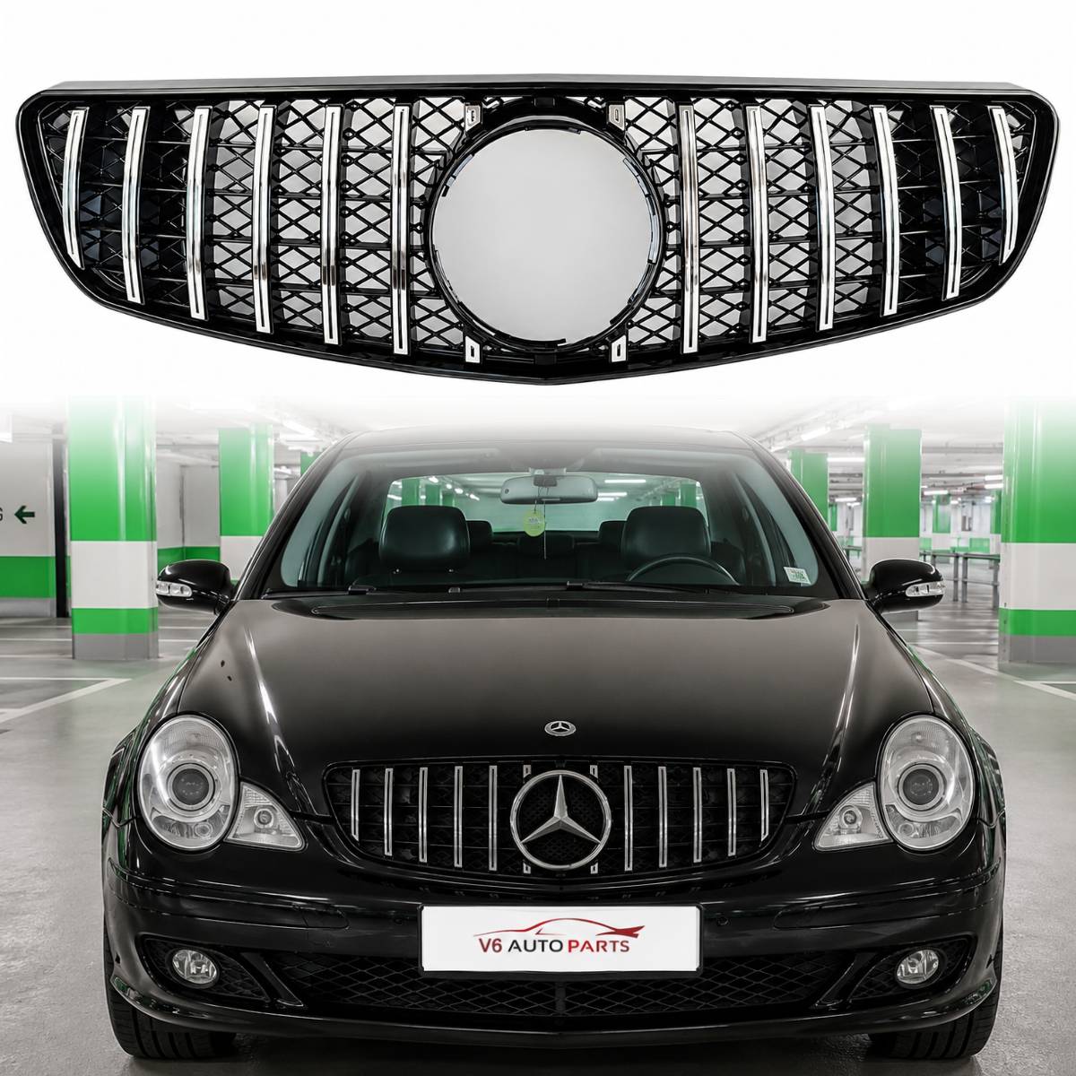 For Mercedes R-Class W251 GT Panamericana Chrome Grille (2006–2010, AMG R300 R320 R400)