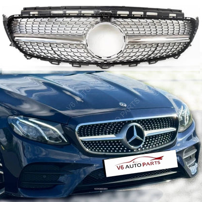 For Mercedes-Benz E-Class W213/W238 Front Bumper Diamond Grille (2016–2021 | E200, E220, E300, E400, E43, E53 | Cabrio & Saloon)