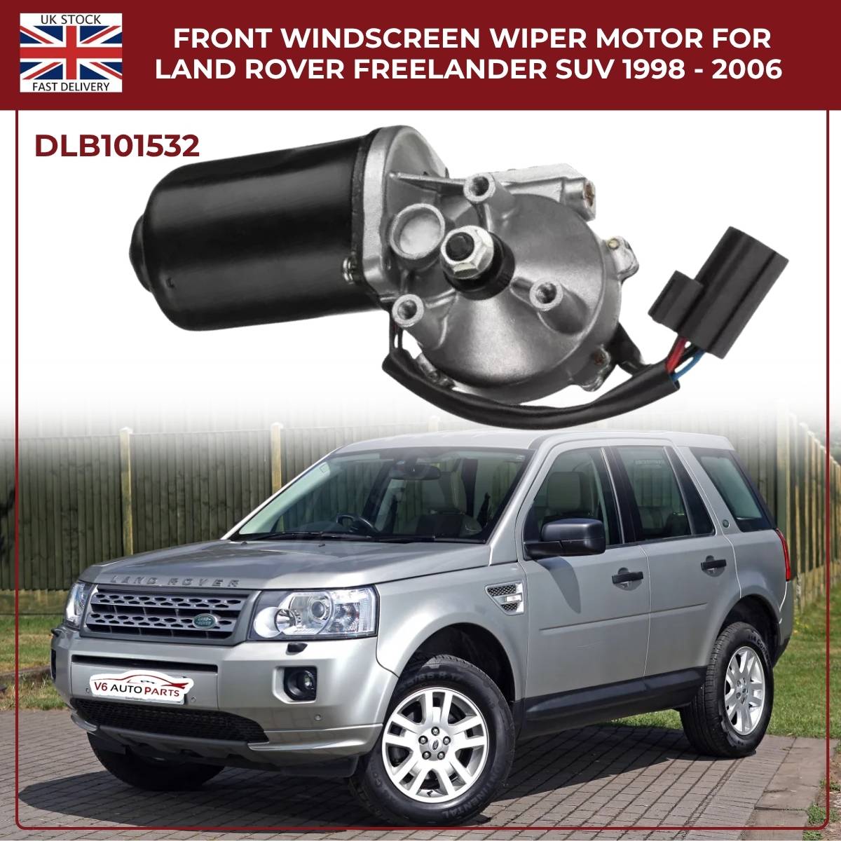Front Windscreen Wiper Motor for Land Rover Freelander 1 (1998–2006, RHD, 12V, 6‑Pin) – OEM DLB101532