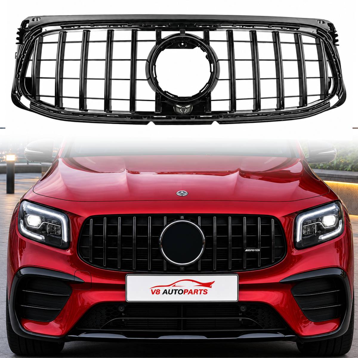 Front Bumper Panamericana Black Grille for Mercedes-Benz GLB-Class X247 (2019–2024) AMG-Line GT | Fits GLB35 & Compatible Models