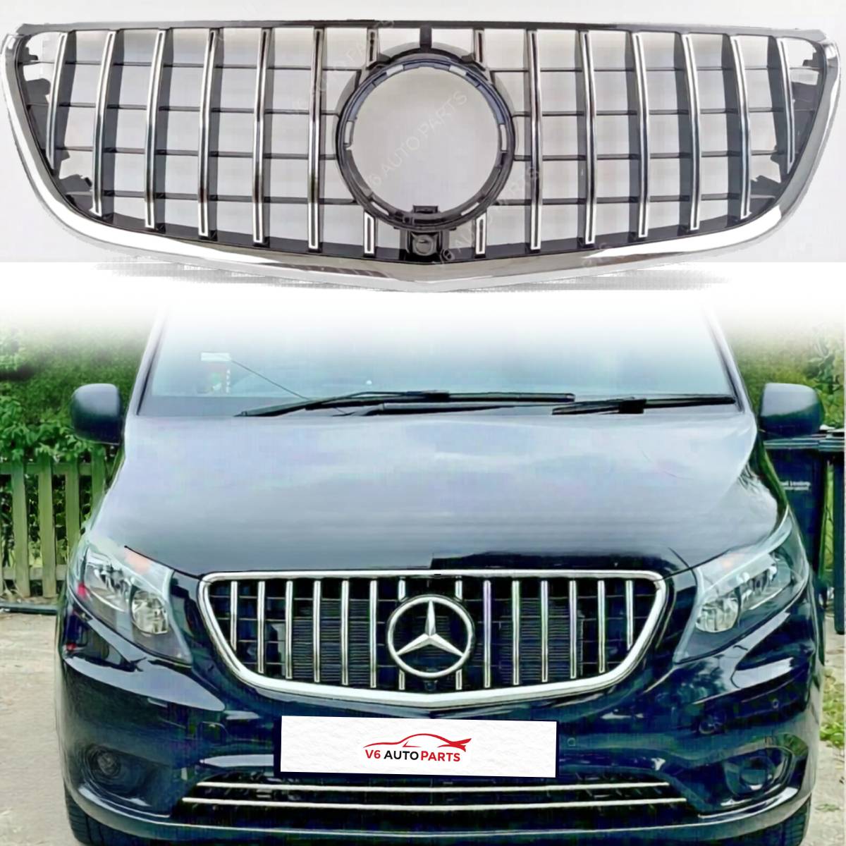 For Mercedes-Benz Vito W447 114CDI Panamericana Front Grille – Chrome Slats (2014–2023)