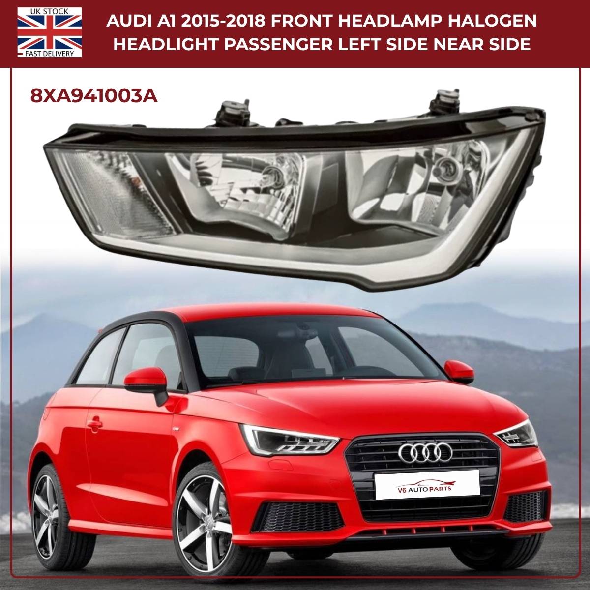 Audi A1 Headlight Halogen – Passenger Left (2015–2018)