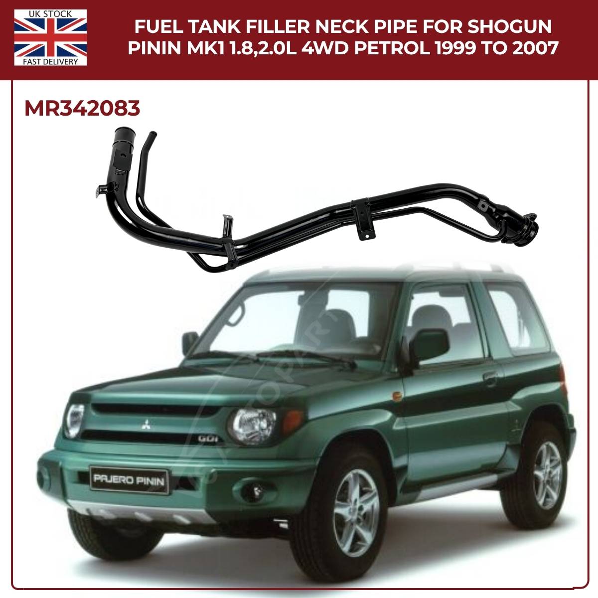 Fuel Filler Neck Pipe MR342083 for Mitsubishi Shogun Pinin MK1 1999–2007 AWD Petrol 1.8