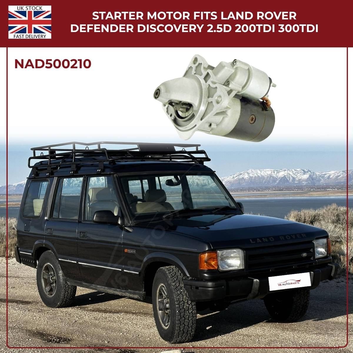 Image of Land Rover 2.5D 200TDi 300TDi Engine Starter Motor