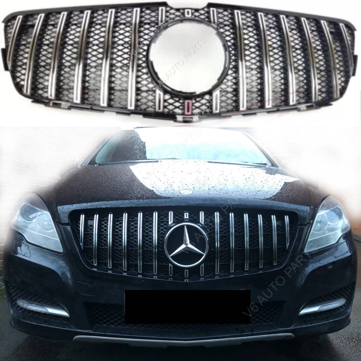 For Mercedes R-Class W251 Front Bumper Grille – Chrome Panamericana (2011–2017, R300/R280)