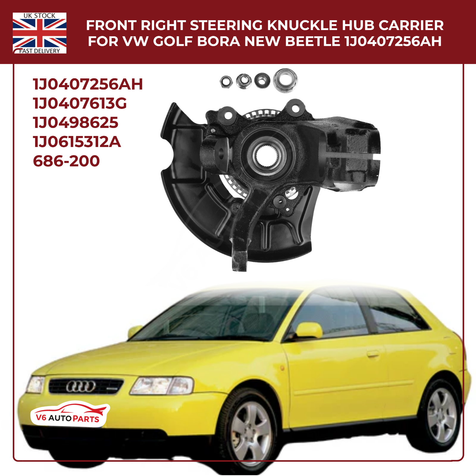 Steering Knuckle Assembly Front Right For Audi A3 Skoda VW Golf MK4