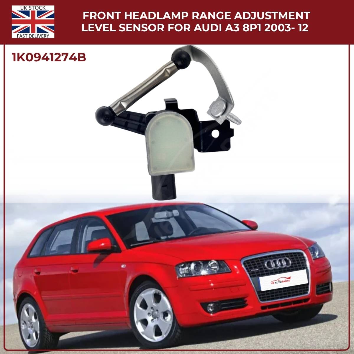 Front Headlamp Range Adjustment Level Sensor 1K0941274B – Fits Audi A3 8P1 (2003–2012)