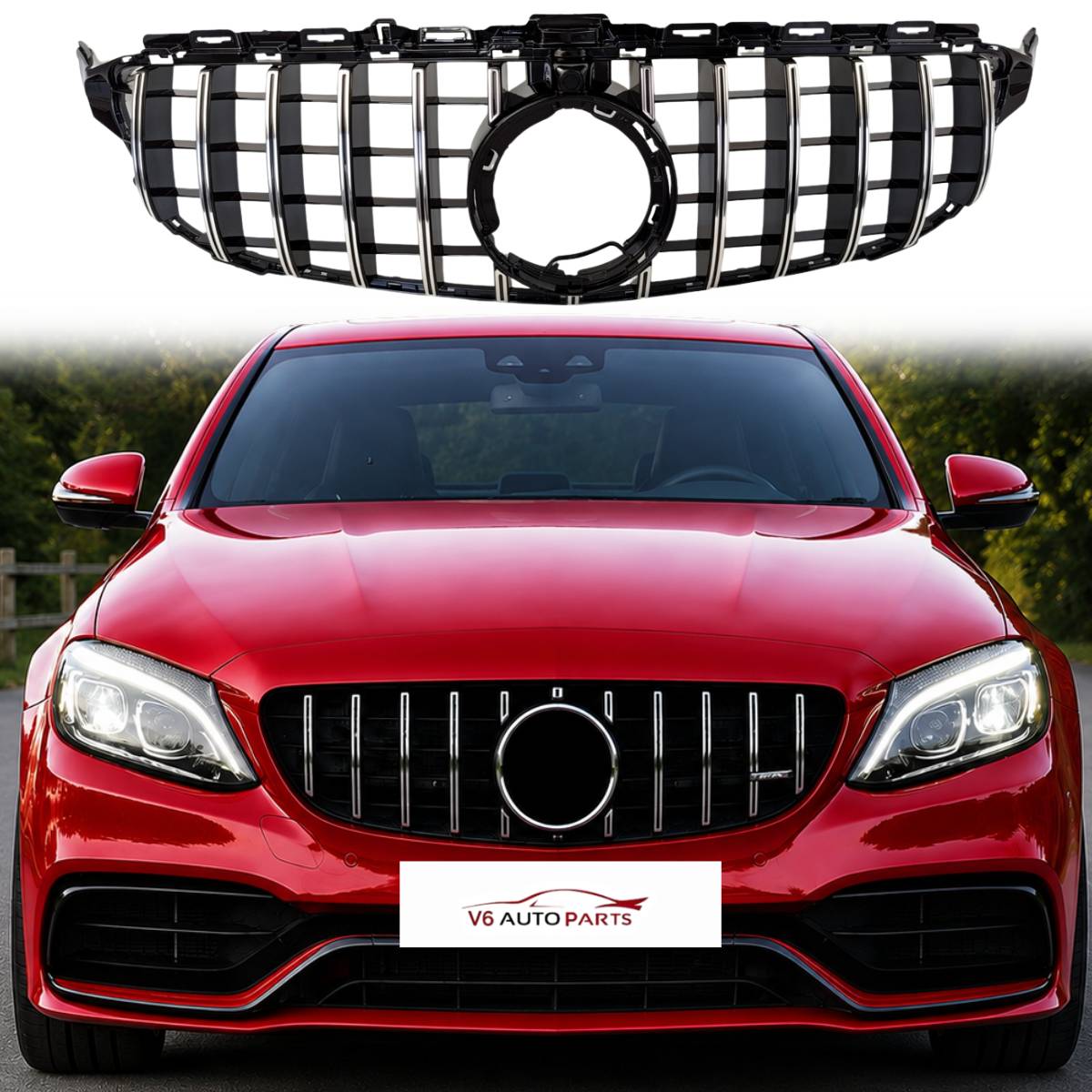 Mercedes‑Benz C‑Class C205 C300 GT Front Bumper Grille (2018‑2020) | AMG C43 Panamericana Style