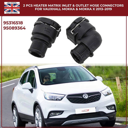 2 PCS Heater Matrix Inlet & Outlet Hose Connectors For Vauxhall ΜΟΚΚΑ Χ 2013-19