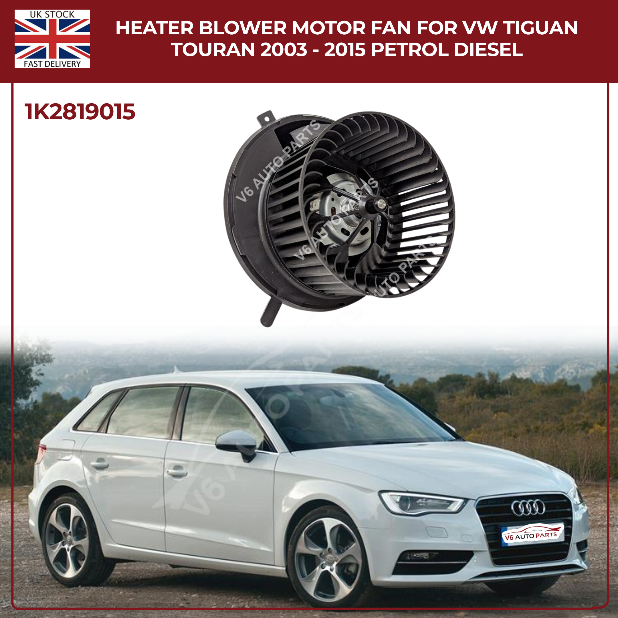 Heater Blower Motor Fan For VW Tiguan Touran 2003 - 2015 Petrol Diesel 1K2819015