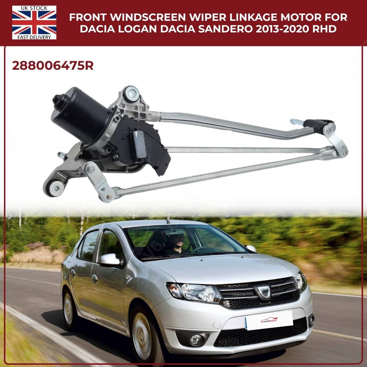 Front Windscreen Wiper Linkage + Motor – Dacia Sandero / Logan (2013–2020) – OE Quality Replacement