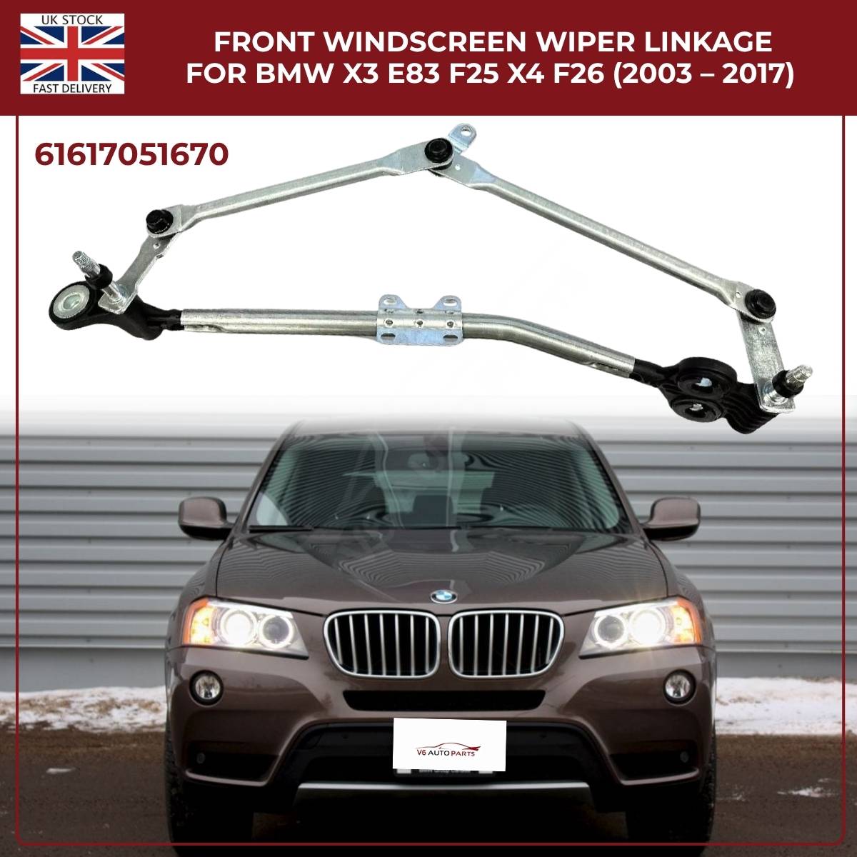 BMW Wiper Linkage Arm Assembly – Fits X3 F25 E83 & X4 F26 | OEM 61617051670 | Fast UK Dispatch